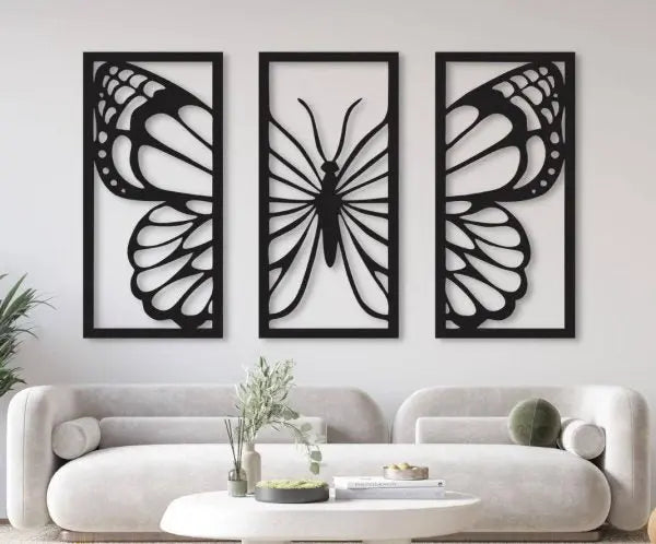 3 Frames Set Butterfly Wooden Wall Decoration Store