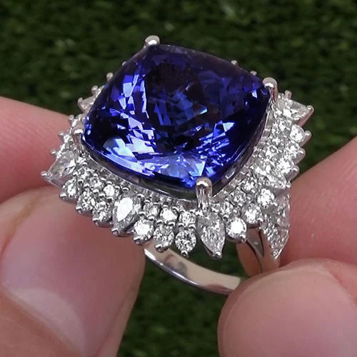 CAOSHI Large vintage square cut blue Sapphire gemstone Crystal 925 silver ring Shiny Zircon CZ engagement wedding ring
